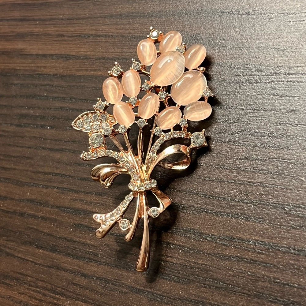 VTG Opaque Gemstones A Spray Floral  Bouquet Style Brooch Pin